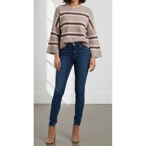 Cupcakes and Cashmere Striped Knit Sweater Women's Size L Crewneck Long Sleeve